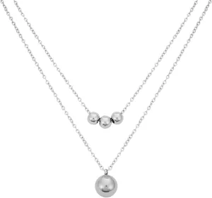 Lucky Brand Silver Plated 2 Layer Ball Pendants Necklace for Women