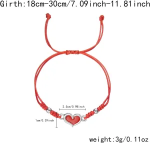 Luminous Simple Love Heart String Rope Bracelets Handmade Couple Heart Matching Bracelets Colorful Relationship Friendships Woven Surfer Bracelets Pinky Promise Anniversary Valentine's Day Gifts