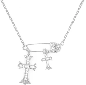 Luxury Designer Cross Necklace For Women 18K Gold Plated With Two Different Sizes Sparkling Zirconia Cross Pendant Necklaces Women's Jewelry
