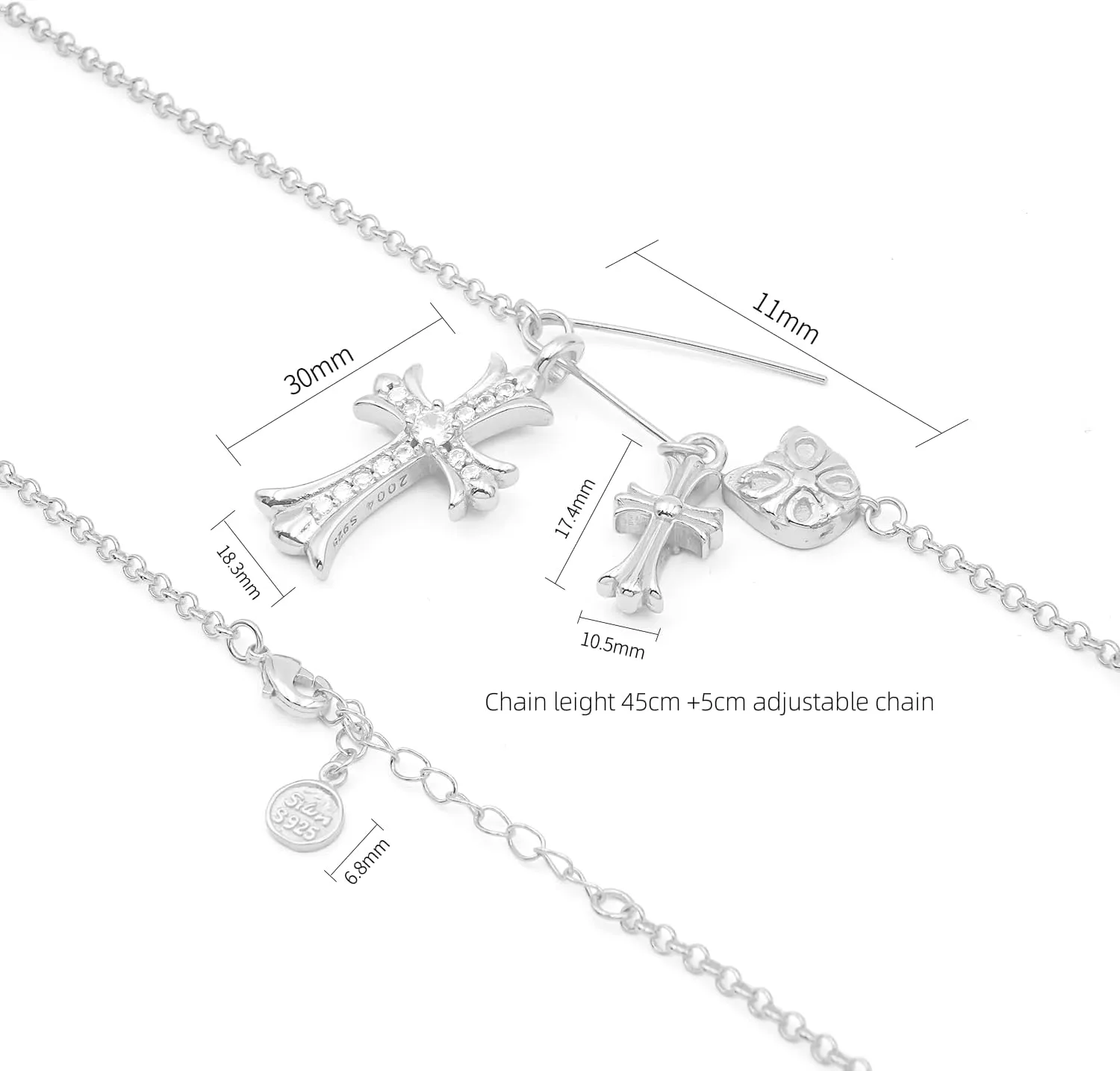 Luxury Designer Cross Necklace For Women 18K Gold Plated With Two Different Sizes Sparkling Zirconia Cross Pendant Necklaces Women's Jewelry