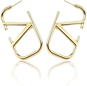 Luxury Gold V-Shaped Geometric Earrings Women Letter V Hypoallergenic Earrings Dangle Earrings Lightweight Alphabet