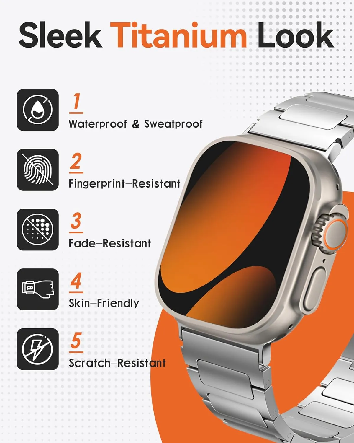 Luxury Titanium Watch Band - Fits Apple Watch ULTRA & ULTRA 2 (49mm) & Series 10-1/SE - Adjustable Titanium Apple Watch Band with Secure Clasp - Waterproof, Rugged, Ideal for Sports & Business