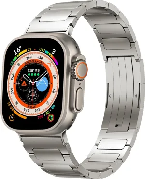 Luxury Titanium Watch Band - Fits Apple Watch ULTRA & ULTRA 2 (49mm) & Series 10-1/SE - Adjustable Titanium Apple Watch Band with Secure Clasp - Waterproof, Rugged, Ideal for Sports & Business
