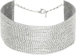 Madison Tyler Layered Chain Rhinestone Necklace for Women | Sparkle Silver Choker Necklace | Wedding Necklaces for Brides