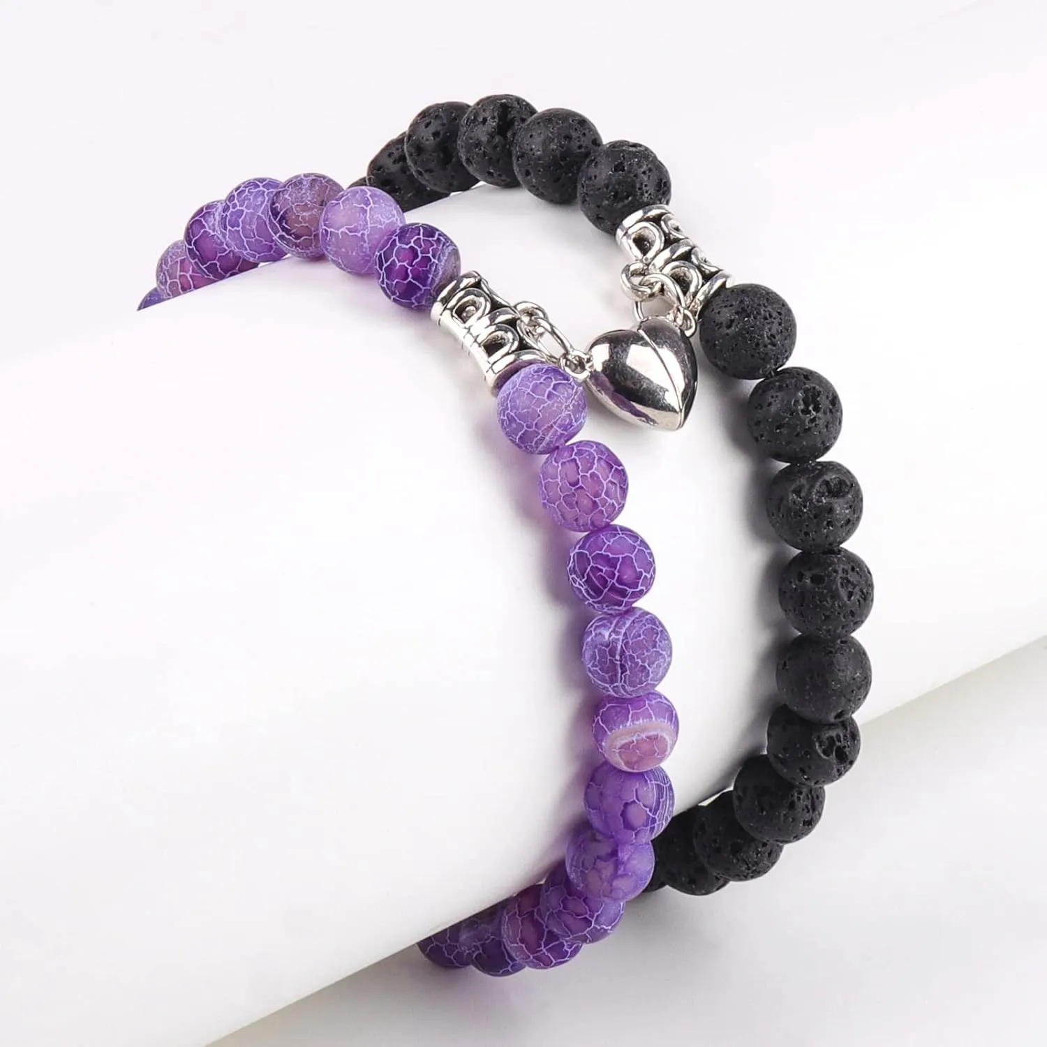 Magnetic Couples Bracelets His and Her Bracelets Heart Matching Bracelets Long Distance Relationship Gifts for Boyfriend Girlfriend Natural Beaded Bracelet Anniversary Valentines Gifts for Women Men