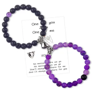 Magnetic Couples Bracelets His and Her Bracelets Heart Matching Bracelets Long Distance Relationship Gifts for Boyfriend Girlfriend Natural Beaded Bracelet Anniversary Valentines Gifts for Women Men