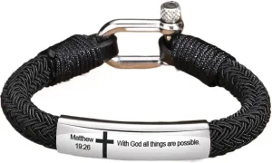 Mai & Claire 925 Sterling Silver Bible Verse Bracelet For Men And Women - Nautical Screw Anchor Shackle Jesus Scripture Quote Bracelet Inspiring Faith Prayer Christian Jewelry
