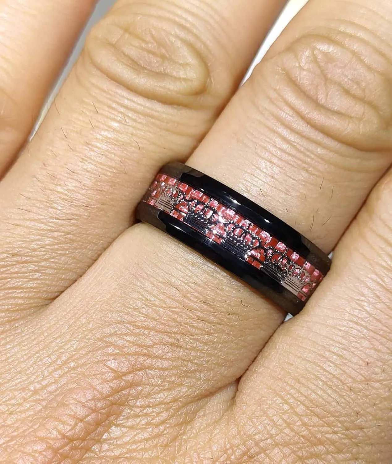 MASHAN Couple Rings Matching Rings His Her Ring Red CZ Women's Wedding Ring Crown Rings
