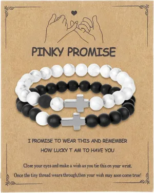 Matching Bracelets for Couples Friendship,Beaded Cross Bracelets for Couples Friendship Bracelet,Valentines Anniversary Birthday Engagement Gifts Promise Couple Bracelets for Boyfriend Fiance Wife