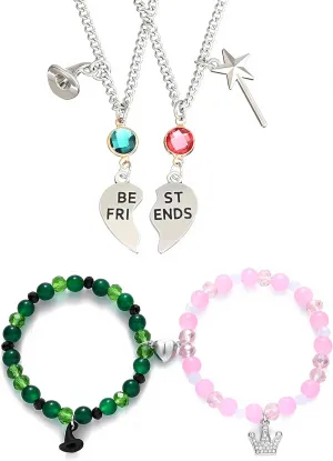 Matching Couple Bracelets Set - Witch Hat Rhinestone Crown BFF Bracelets for Women Best Friend Jewelry Gifts for Valentine's Day Friendship Bracelets for Couples Sisters or Relationship