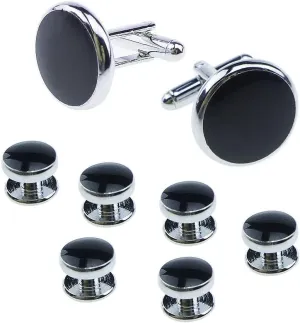 Mens Cufflinks and Studs Set For Tuxedo Shirts Business Wedding Party Cuff Links Classic Accessories Tie Clasp Collar Clips Gift