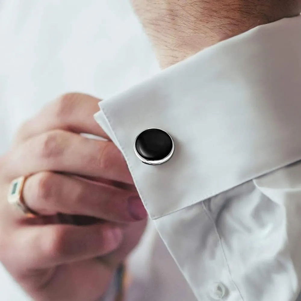 Mens Cufflinks and Studs Set For Tuxedo Shirts Business Wedding Party Cuff Links Classic Accessories Tie Clasp Collar Clips Gift