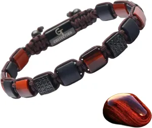 Men's Flat Bead Bracelet | Gift for Valentines Day | Used for Its Grounding Effects | 100% Natural | Adjustable Gemstones Beaded Bracelet for Mens