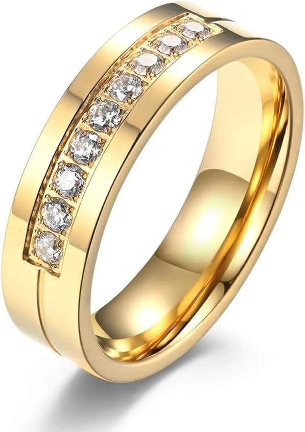 Men's Ring Stainless Steel Gold/Silver Wedding Bands Ring for Men Women size 8-11