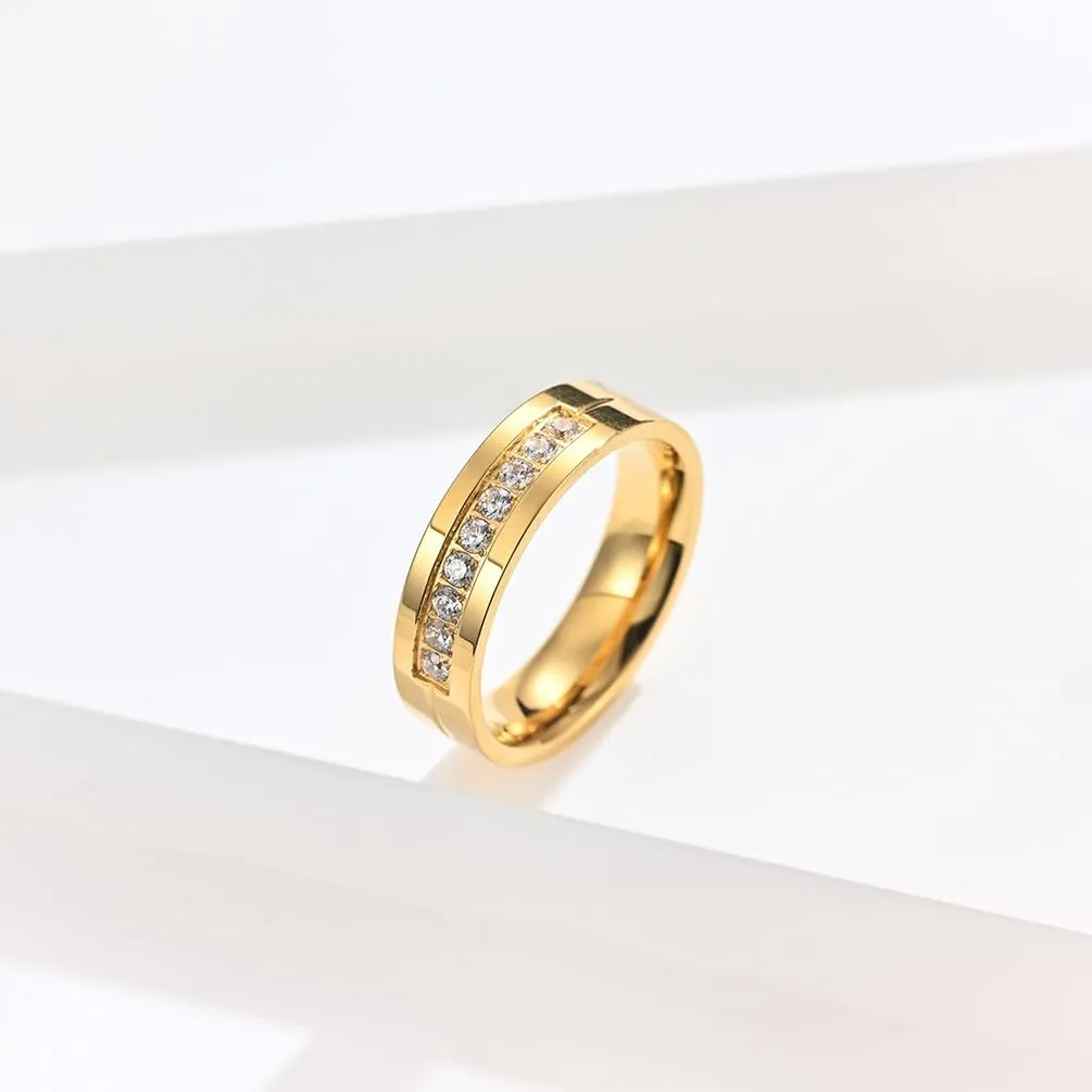 Men's Ring Stainless Steel Gold/Silver Wedding Bands Ring for Men Women size 8-11
