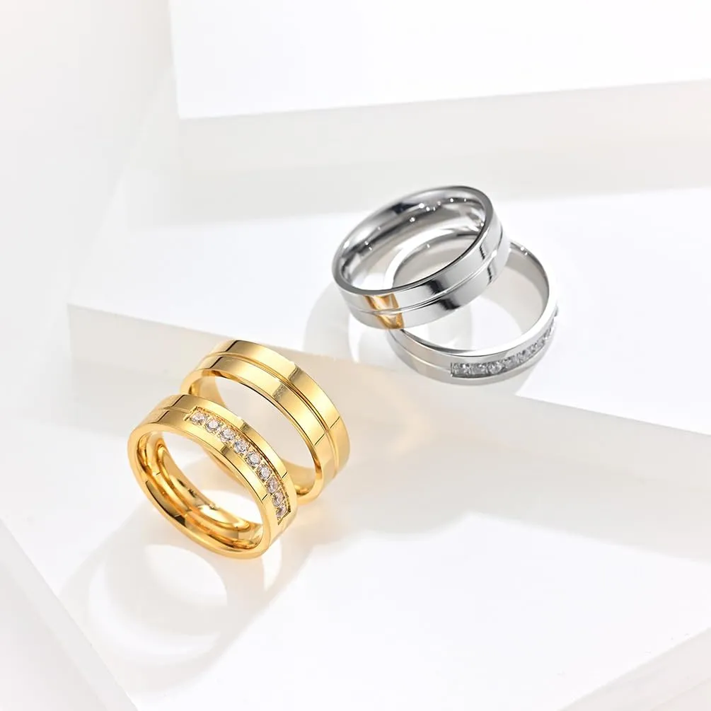 Men's Ring Stainless Steel Gold/Silver Wedding Bands Ring for Men Women size 8-11