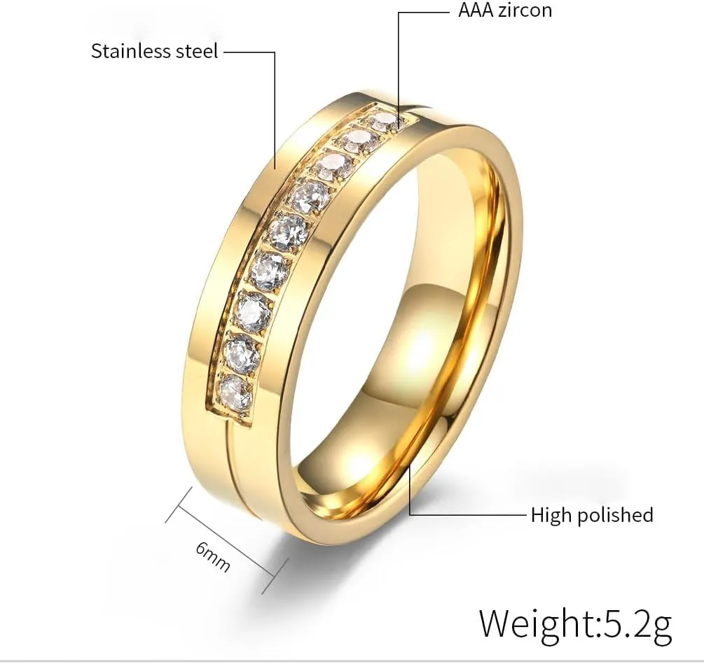 Men's Ring Stainless Steel Gold/Silver Wedding Bands Ring for Men Women size 8-11