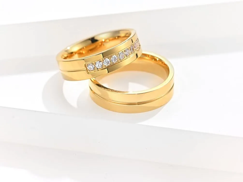 Men's Ring Stainless Steel Gold/Silver Wedding Bands Ring for Men Women size 8-11
