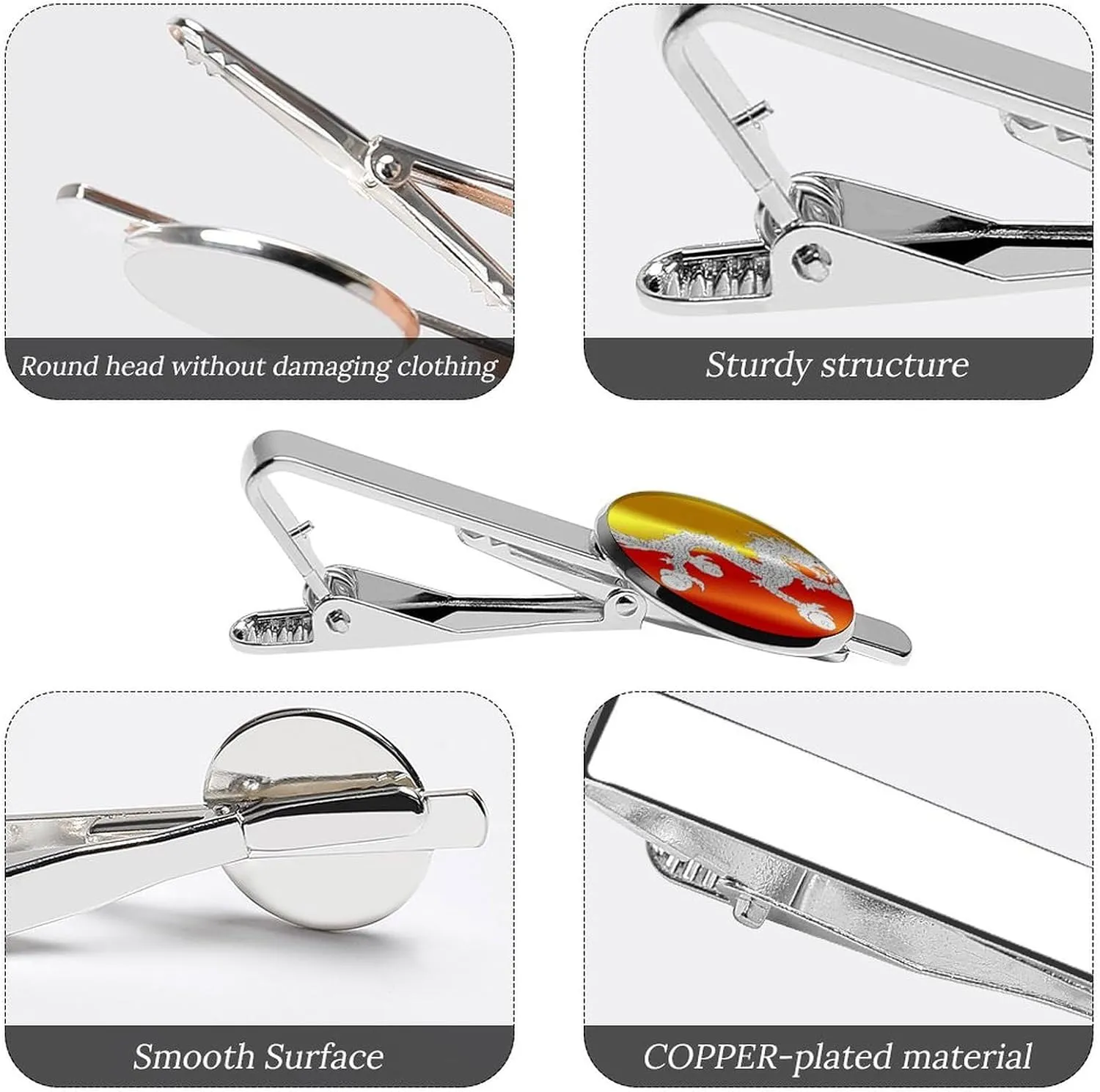 Men's Tie Clip Pair - Silver Bars for Daily Business Wear