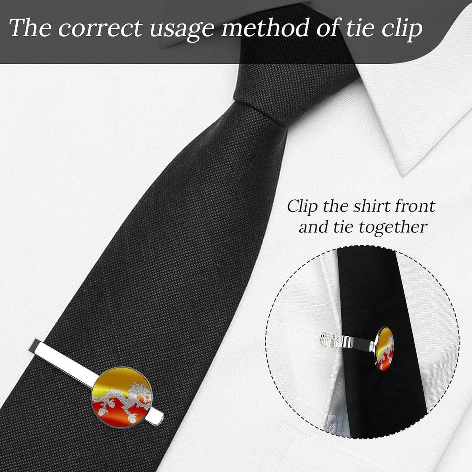 Men's Tie Clip Pair - Silver Bars for Daily Business Wear