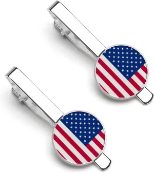 Men's Tie Clips Pair - Silver Tie Pins for Father's Day Gifts