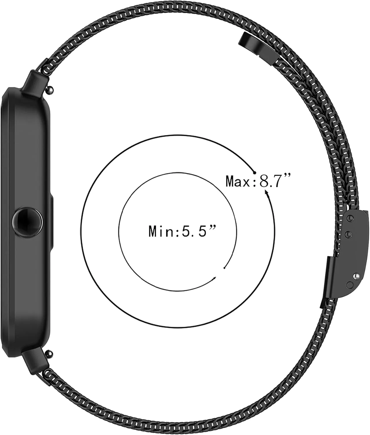 Metal Loop Bands Compatible for Carbinox X-Ranger/Vortex/Vesta/Blaze Square/Blaze S Adjustable Stainless Steel Replacement Wristbands Quick Release Watch Strap for Carbinox Military Smartwatch