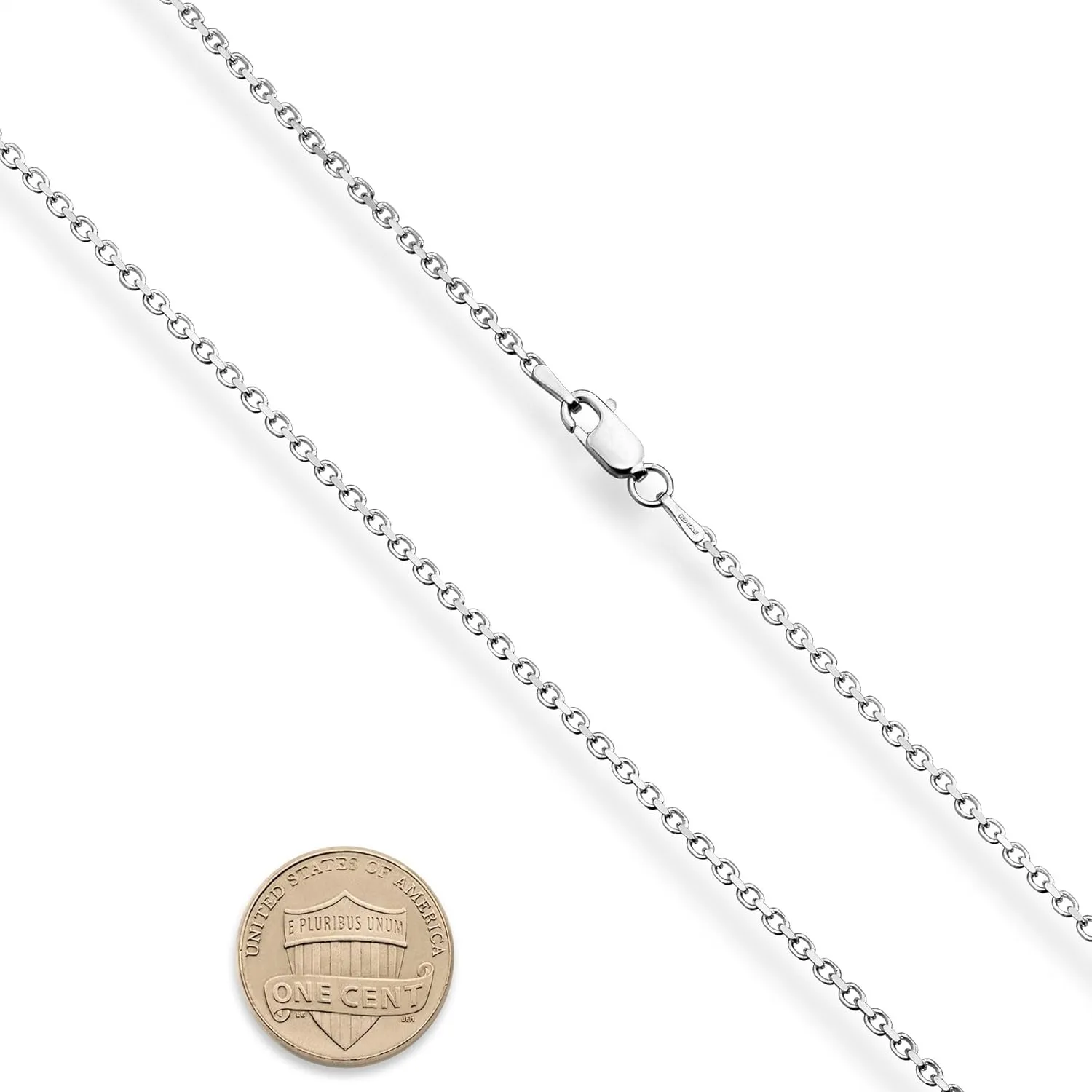 Miabella Italian 925 Sterling Silver Solid 2mm Diamond-Cut Cable Link Chain Necklace for Women Men | Made in Italy