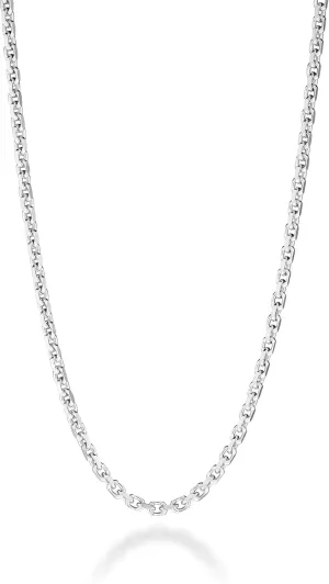 Miabella Italian 925 Sterling Silver Solid 2mm Diamond-Cut Cable Link Chain Necklace for Women Men | Made in Italy