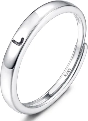 MILACOLATO 925 Sterling Silver Initial Rings for Women Teens Non Tarnish Dainty Stackable Letter Ring Simple A-Z Capital Alphabet Thumb Knuckle Rings Adjustable