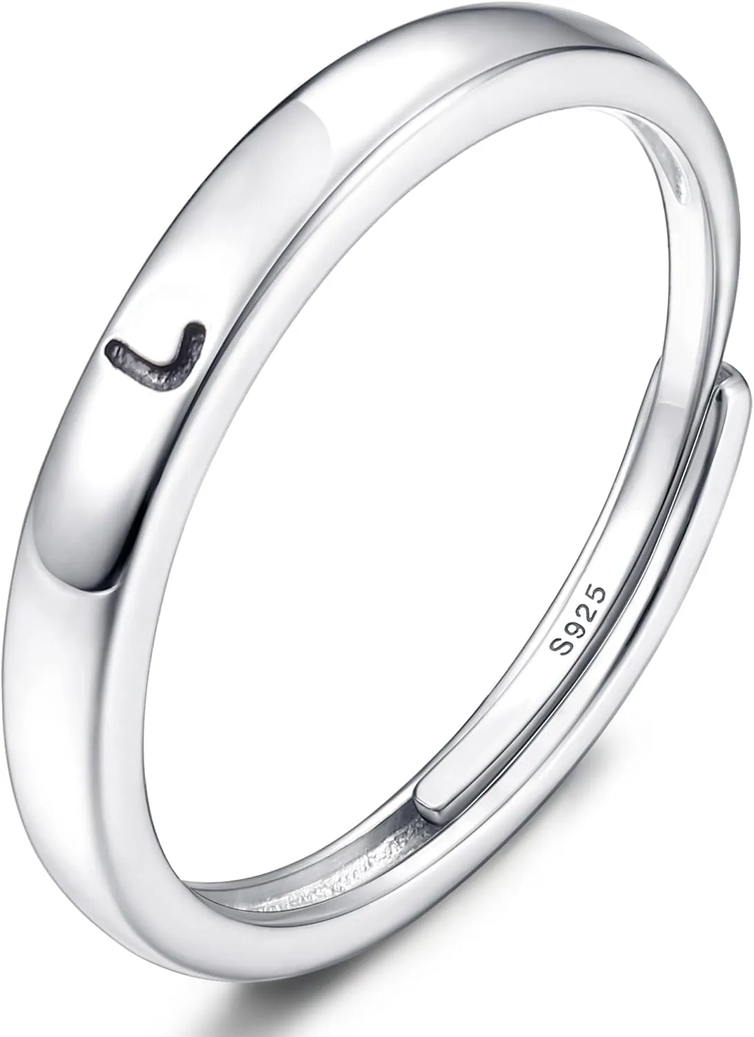 MILACOLATO 925 Sterling Silver Initial Rings for Women Teens Non Tarnish Dainty Stackable Letter Ring Simple A-Z Capital Alphabet Thumb Knuckle Rings Adjustable