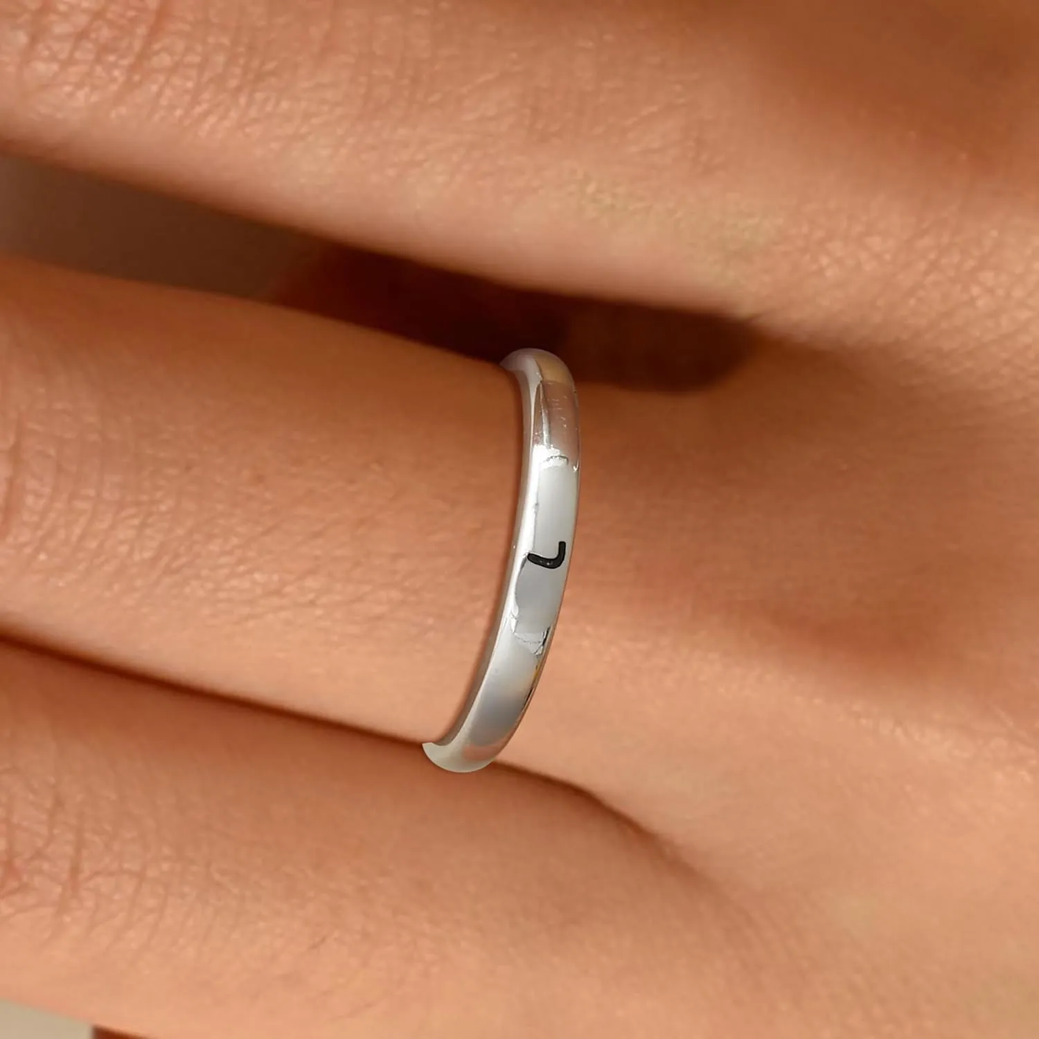 MILACOLATO 925 Sterling Silver Initial Rings for Women Teens Non Tarnish Dainty Stackable Letter Ring Simple A-Z Capital Alphabet Thumb Knuckle Rings Adjustable