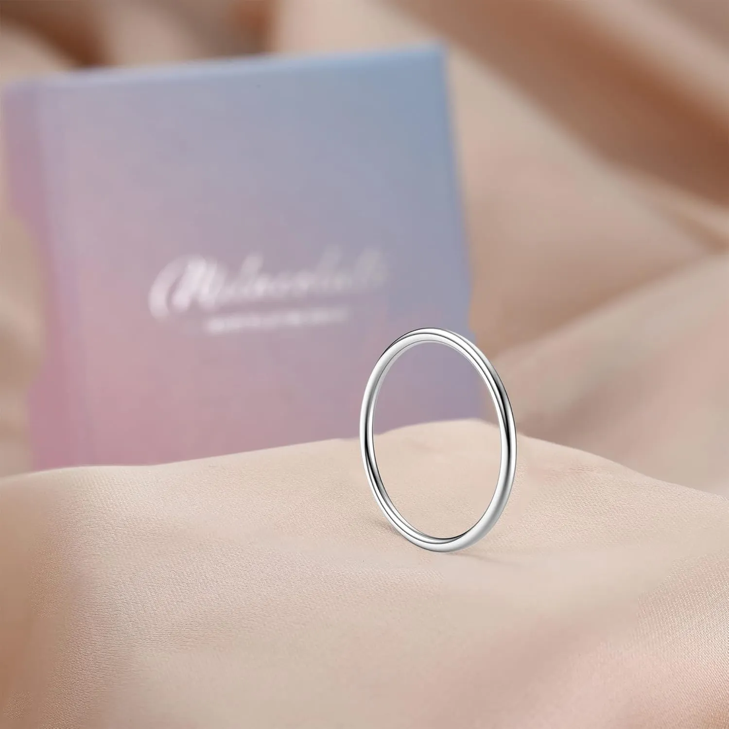 MILACOLATO 925 Sterling Silver Rings for Women 18K Wihte Gold Plated Knuckle Pinky Thumb Stacking Ring Minimalistic Point Finger Thin Band Ring Comfort Fit Size 4-13