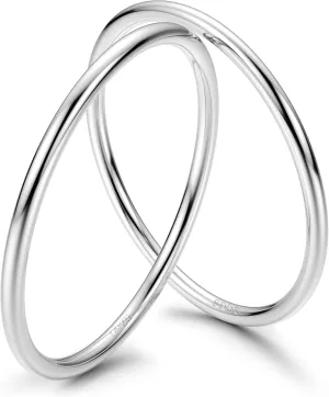 MILACOLATO 925 Sterling Silver Rings for Women 18K Wihte Gold Plated Knuckle Pinky Thumb Stacking Ring Minimalistic Point Finger Thin Band Ring Comfort Fit Size 4-13