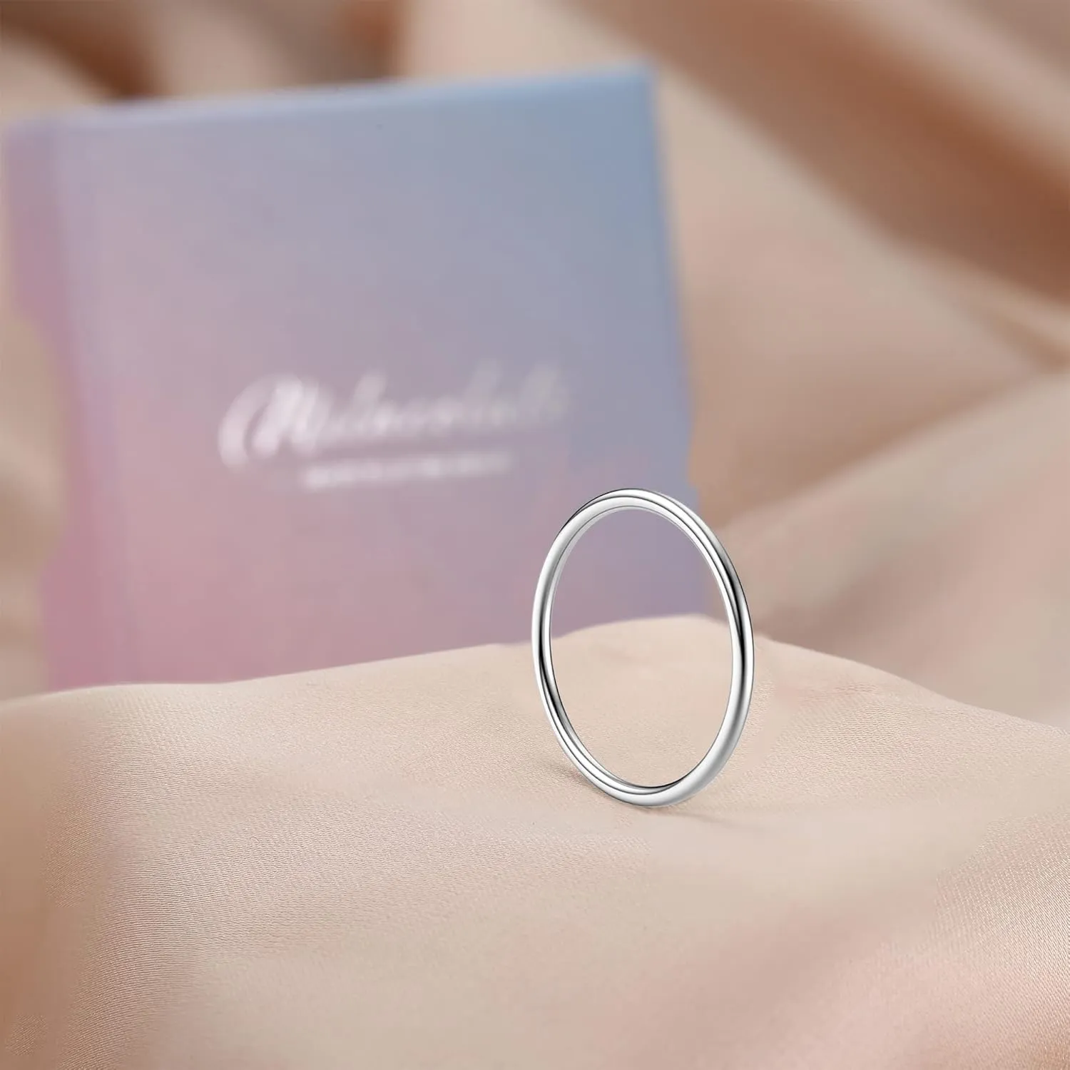 MILACOLATO 925 Sterling Silver Rings for Women 18K Wihte Gold Plated Knuckle Pinky Thumb Stacking Ring Minimalistic Point Finger Thin Band Ring Comfort Fit Size 4-13