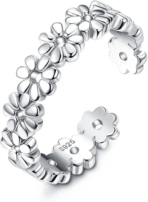 Milacolato 925 Sterling Silver Toe Rings for Women 18K White Gold Plated Arrow Heart Infinity Vintage Celtic Knot Teardrop Daisy Flower Stylish Toe Rings Adjustable Toe Band Rings Summer Beach Foot Jewelry
