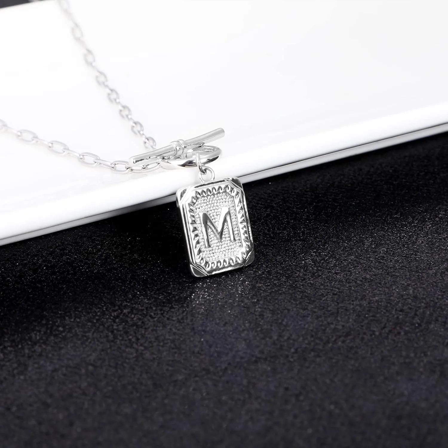 MJartoria Layered Initial Necklaces for Women Trendy, 14K Gold Plated Simple Star Choker Square Letter Pendant Necklace, Paperclip Chain Necklace, Gold Necklaces Jewelry Gifts