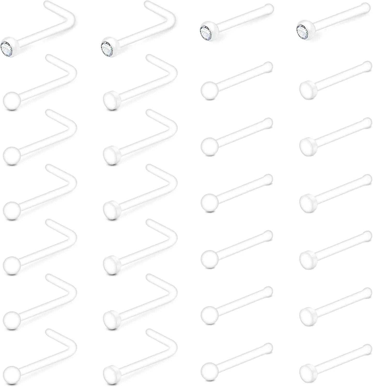 MODRSA Clear Nose Studs Clear Nose Rings for Work Plastic Nose Rings for Surgery Clear Nose Retainer Clear Earrings for Sports Plastic Belly Button Rings Clear Lip Piercing Clear Cartilage Earring