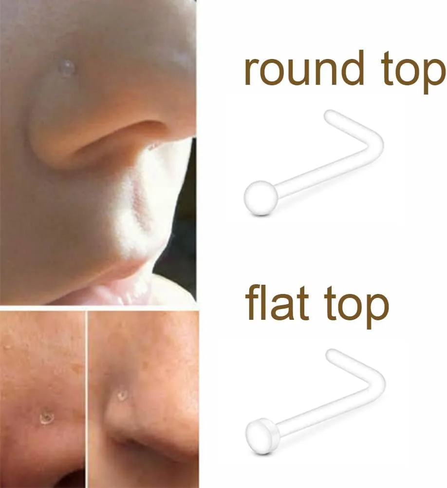 MODRSA Clear Nose Studs Clear Nose Rings for Work Plastic Nose Rings for Surgery Clear Nose Retainer Clear Earrings for Sports Plastic Belly Button Rings Clear Lip Piercing Clear Cartilage Earring