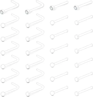 MODRSA Clear Nose Studs Clear Nose Rings for Work Plastic Nose Rings for Surgery Clear Nose Retainer Clear Earrings for Sports Plastic Belly Button Rings Clear Lip Piercing Clear Cartilage Earring