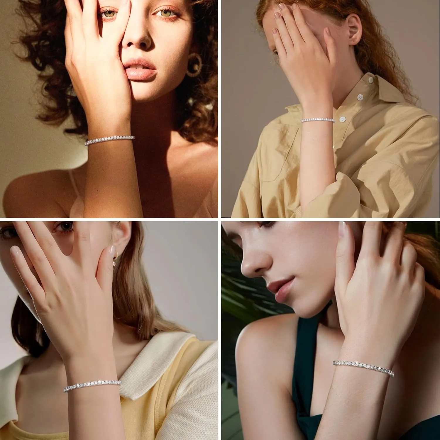 Moissanite Tennis Bracelet 1.52ct-7.76ct Adjustable Bracelet for Women 18K White Gold Plated S925 Sterling Silver Tennis Bracelet D Color VVS1 Round Cut 2mm-4mm Moissanite Bracelet Mothers Day Gift