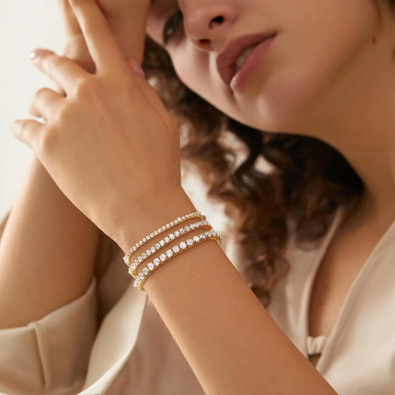 Moissanite Tennis Bracelet 1.52ct-7.76ct Adjustable Bracelet for Women 18K White Gold Plated S925 Sterling Silver Tennis Bracelet D Color VVS1 Round Cut 2mm-4mm Moissanite Bracelet Mothers Day Gift