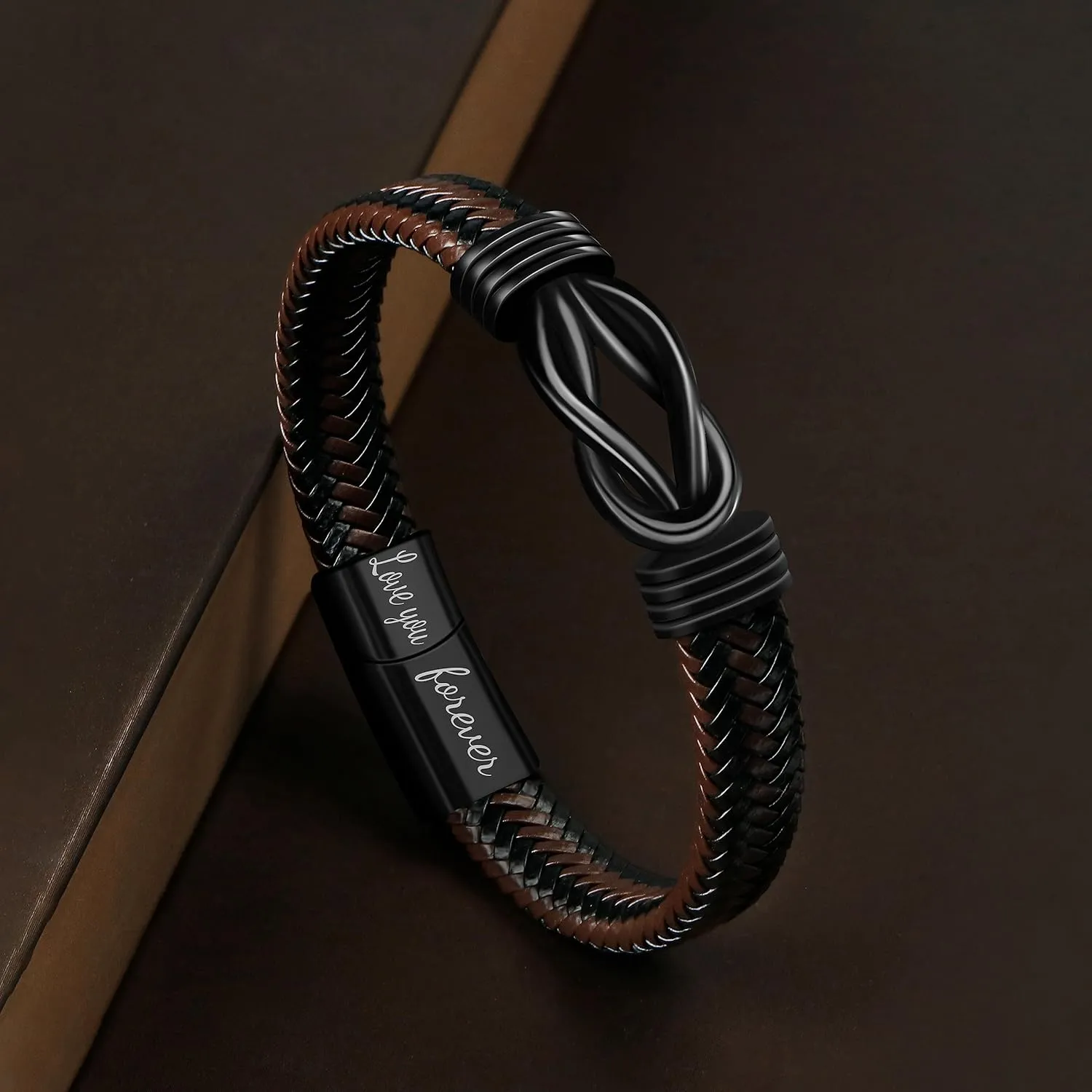 MOOGEEN Mens Braided Leather Bracelet Gifts for Men Husband Boyfriend Dad Son Grandson Brother Birthday Anniversary Christmas Men Jewelry Inspirational Wristband 7.5/8.5/9 Inches