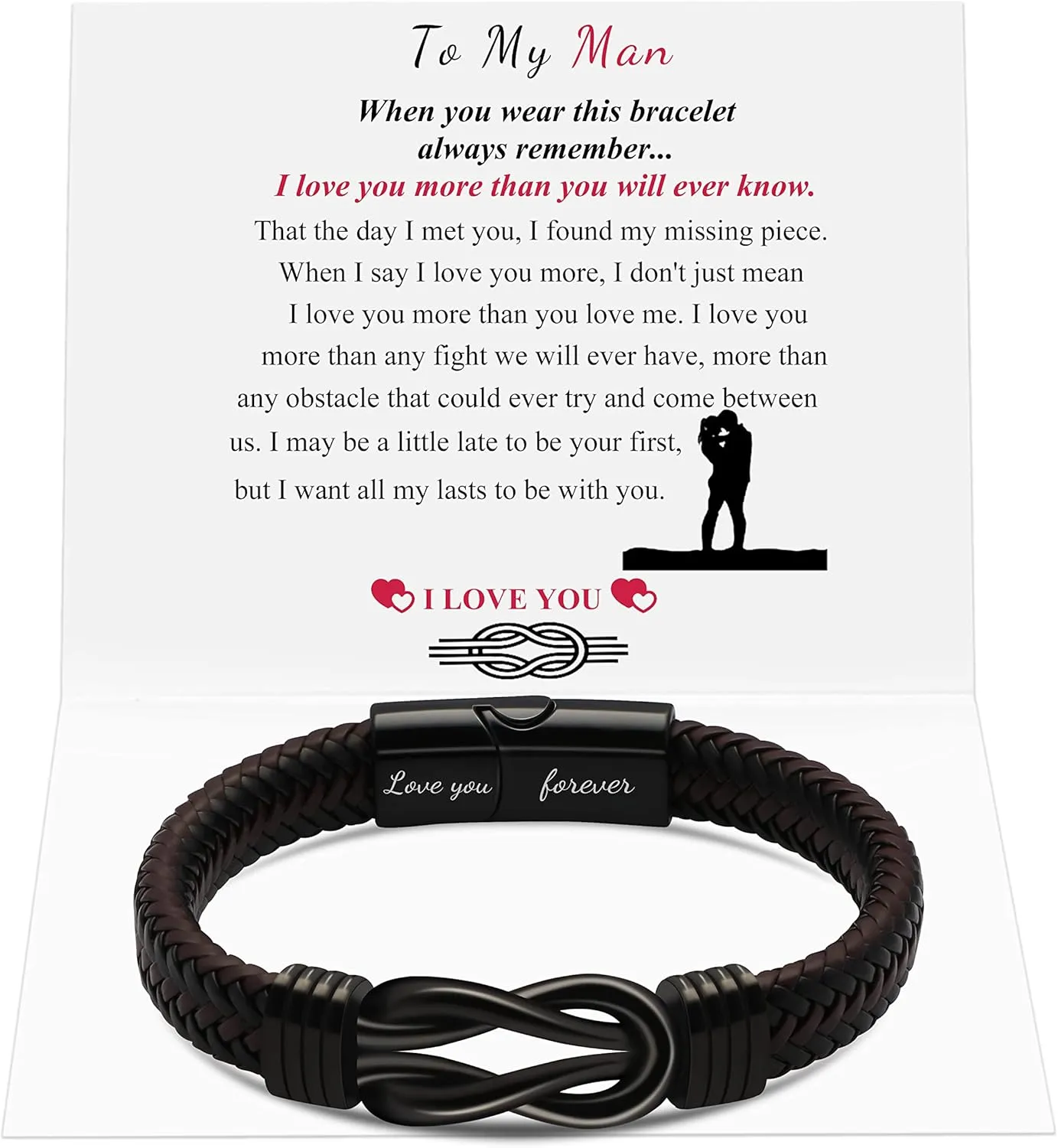 MOOGEEN Mens Braided Leather Bracelet Gifts for Men Husband Boyfriend Dad Son Grandson Brother Birthday Anniversary Christmas Men Jewelry Inspirational Wristband 7.5/8.5/9 Inches