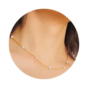 Moonstone Necklace for Women, Premium Beaded Gold Necklaces for Women - Tarnish Free 18K Gold Plated Certified S925 Classic Statement Necklace Gold Jewelry for Women - Mothers Day Gifts for Mom Wife