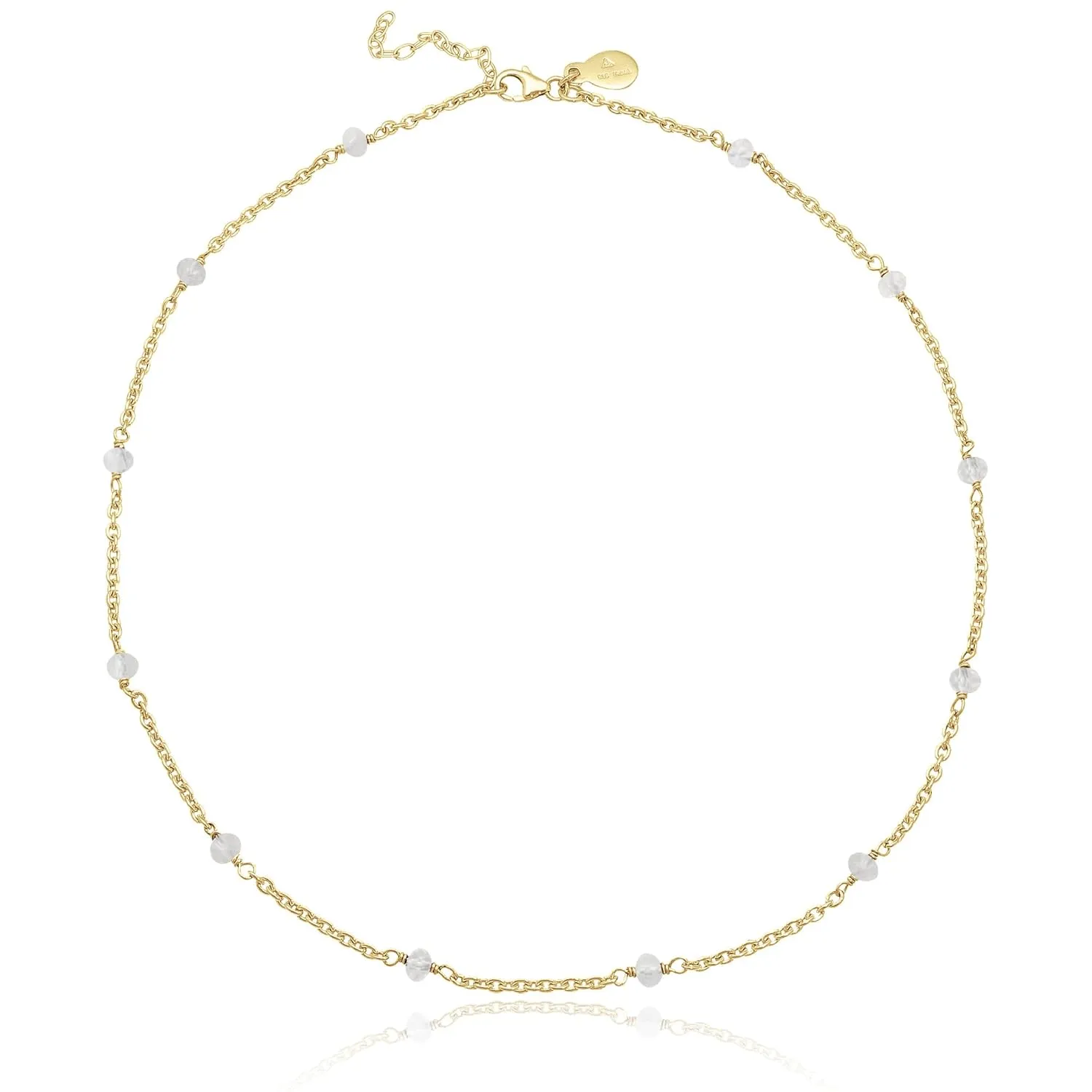 Moonstone Necklace for Women, Premium Beaded Gold Necklaces for Women - Tarnish Free 18K Gold Plated Certified S925 Classic Statement Necklace Gold Jewelry for Women - Mothers Day Gifts for Mom Wife