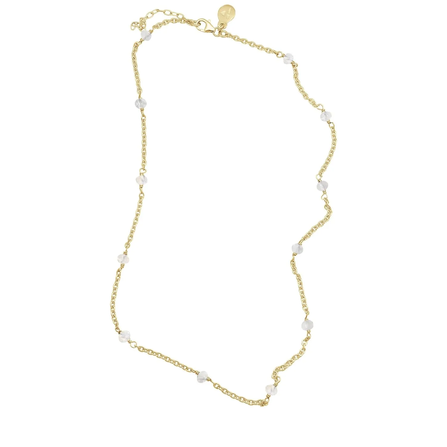 Moonstone Necklace for Women, Premium Beaded Gold Necklaces for Women - Tarnish Free 18K Gold Plated Certified S925 Classic Statement Necklace Gold Jewelry for Women - Mothers Day Gifts for Mom Wife