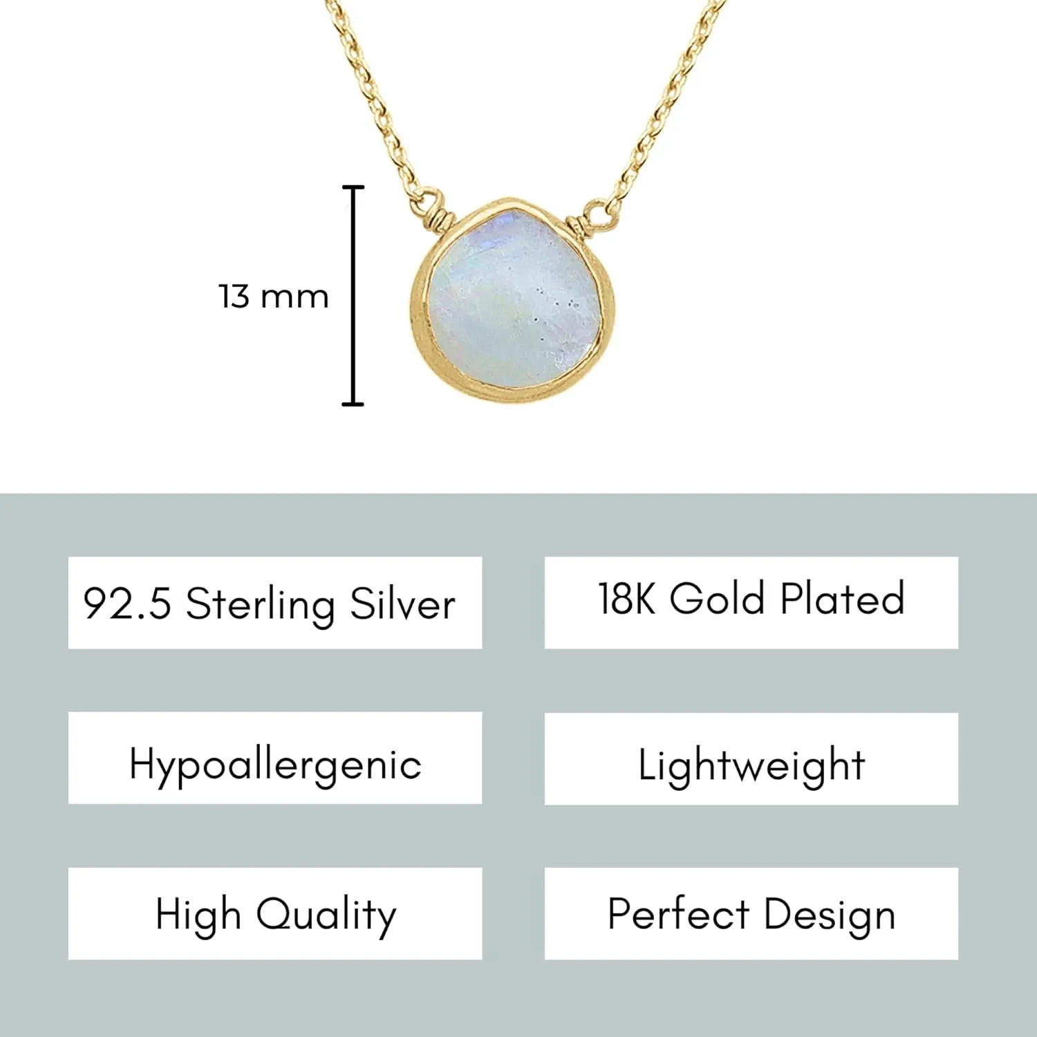Moonstone Necklace for Women, Premium Gold Heart Bezel Necklaces - Tarnish Free 18K Gold Plated Certified S925 Classic Statement Necklace Gold Jewelry for Women - Mothers Day Gifts for Mom Wife