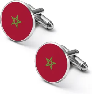 Morocco Flag Cufflinks Cuff Links for Men, Shirt Buttons Cuff Links Set Accessories 2.0cm