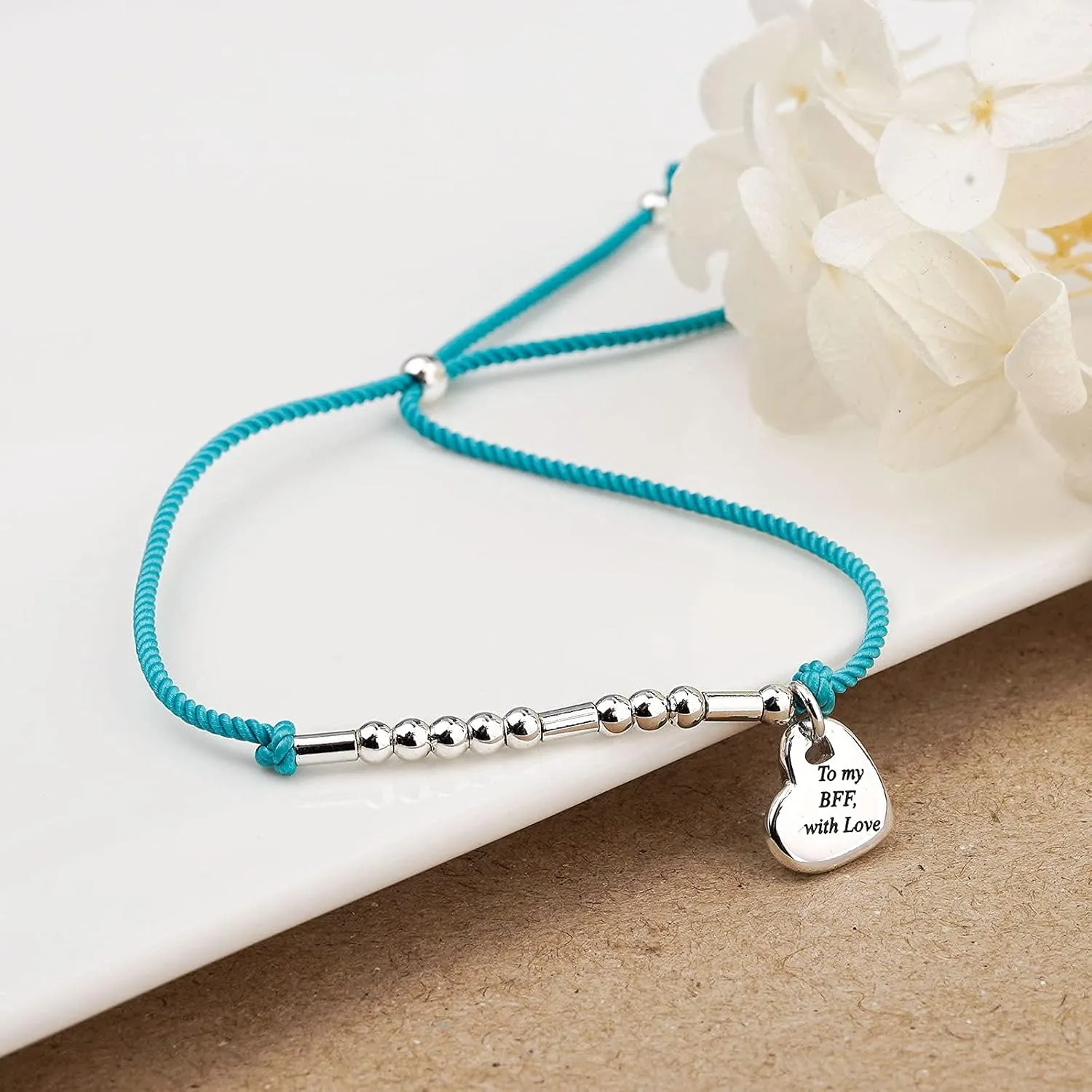 Morse Code Bracelets for Women Adjustable Silver Bead Bracelet Heart Charm String Bracelets Inspirational Bracelets for Mom Daughter Grandma Nana Aunt Sister BFF Jewelry Gift