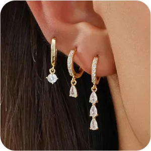 Multi-Pair Gold Earrings for Women Trendy Earring Set Hypoallergenic Earrings Gold Hoops Non Tarnish Waterproof Drop Trendy Jewelry